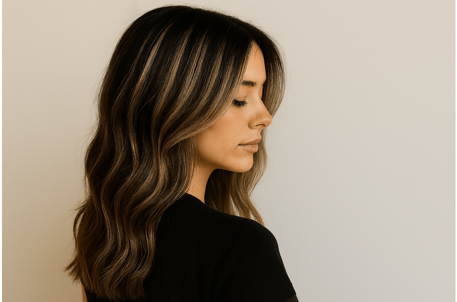 Lyse striper i mørkt hår